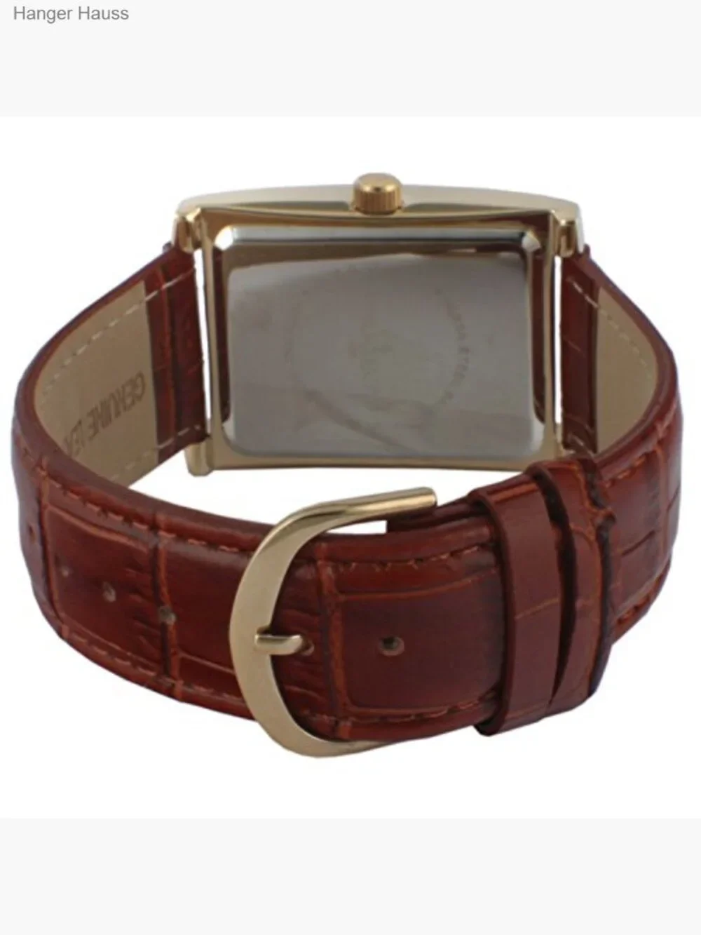 Vintage Tank Shape 14K Gold Plated Wrist Watch with Roman Numeral Dial
